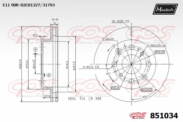 Disque de frein MAXTECH 851034