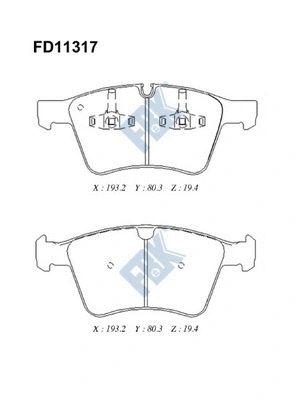 Kit de plaquettes de frein, frein à disque FBK FD11317