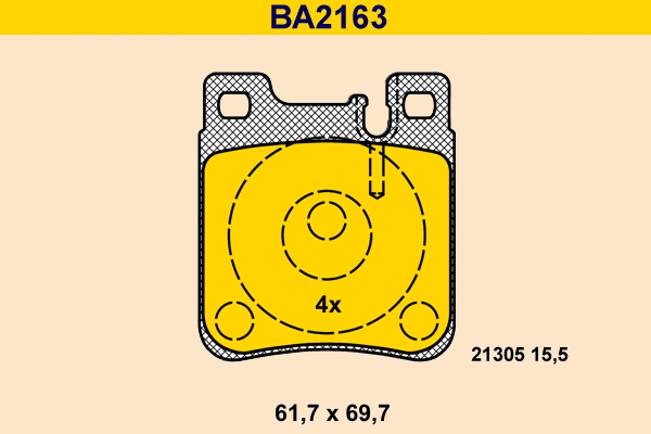 Kit de plaquettes de frein, frein à disque BARUM BA2163