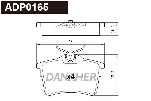 Kit de plaquettes de frein, frein à disque DANAHER ADP0165