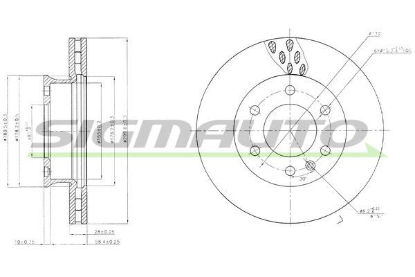 Disque de frein SIGMAUTO DB0310V