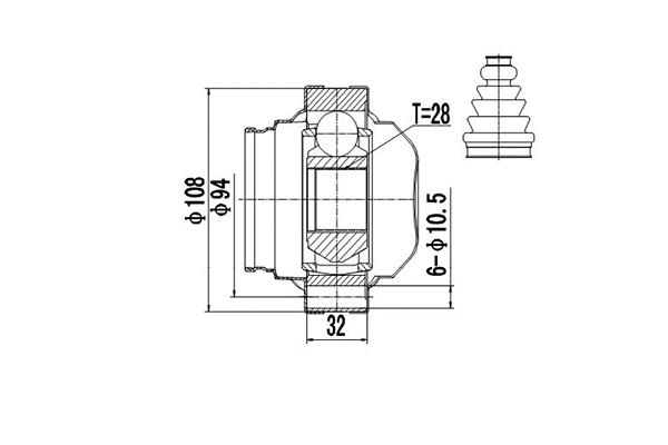 Jeu de joints, arbre de transmission DYNAMATRIX DCV661041