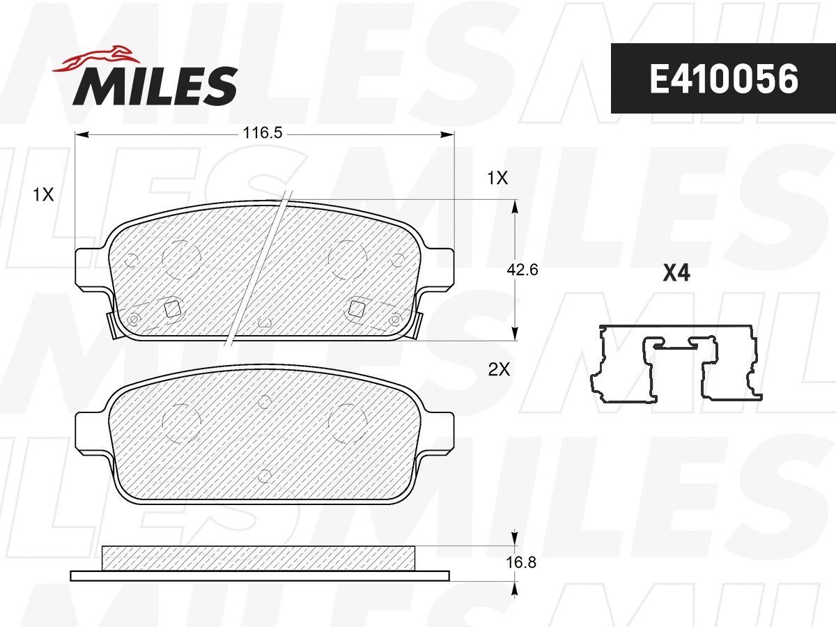 Kit de plaquettes de frein, frein à disque MILES E410056