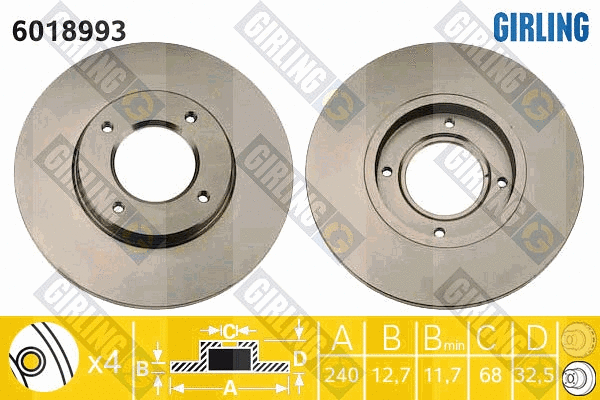 Disque de frein GIRLING 6018993