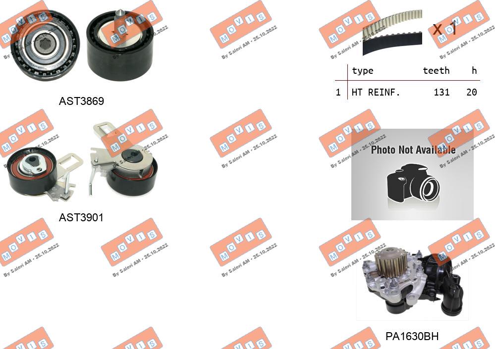 Pompe à eau + kit de courroie crantée MOVIS ASTK1287PA2