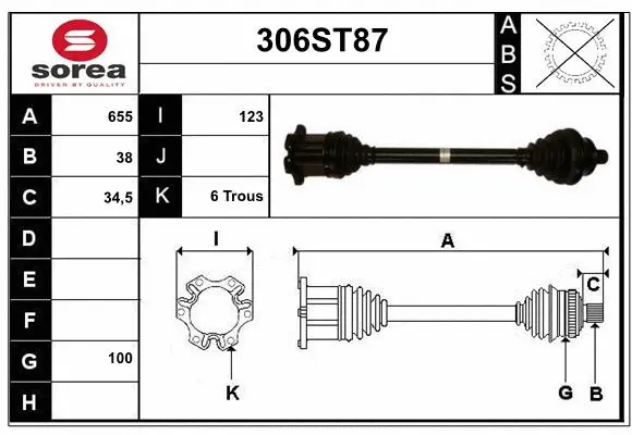 Arbre de transmission STARTCAR 306ST87