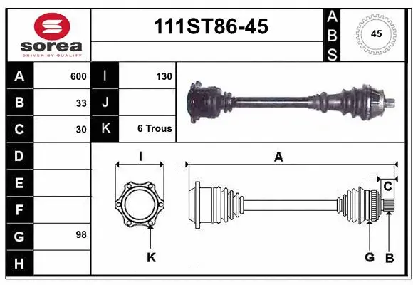 Arbre de transmission STARTCAR 111ST86-45