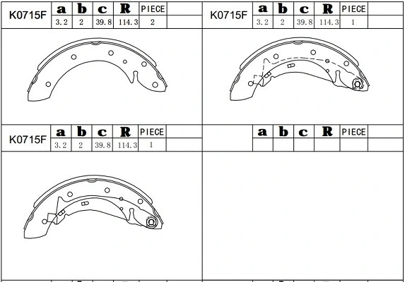 Jeu de mâchoires de frein ASIMCO K0715F