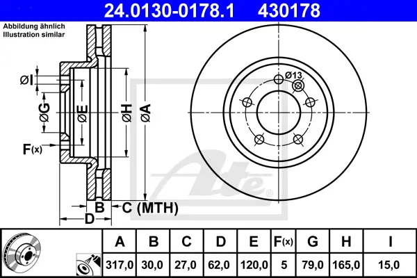 Disque de frein ATE-APAC 24.0130-0178.1
