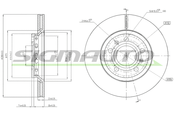 Disque de frein SIGMAUTO DBB526V