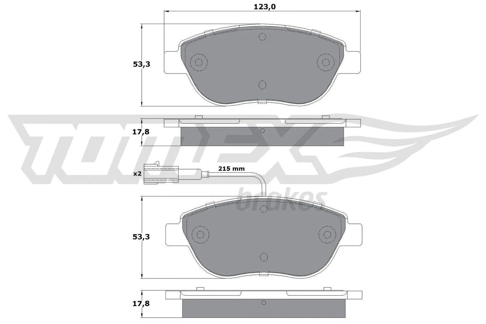 Kit de plaquettes de frein, frein à disque TOMEX Brakes TX 12-482