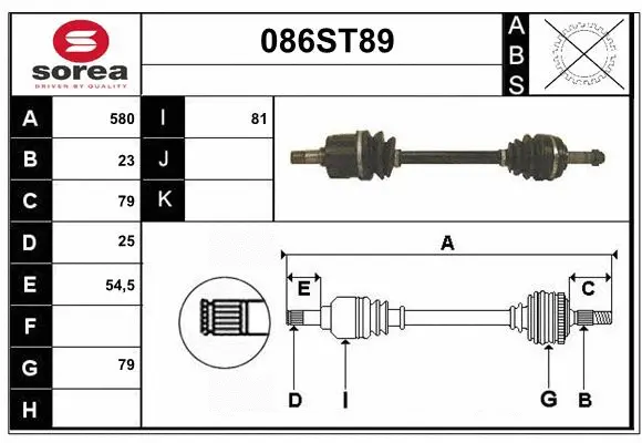 Arbre de transmission STARTCAR 086ST89
