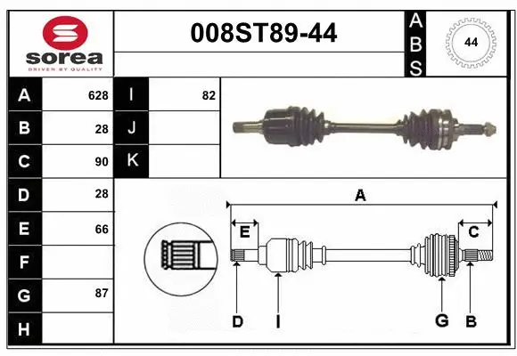 Arbre de transmission STARTCAR 008ST89-44