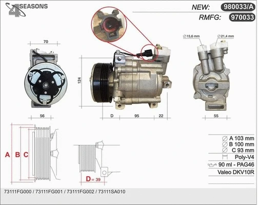 Compresseur, climatisation AHE 970033
