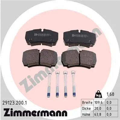 Kit de plaquettes de frein, frein à disque ZIMMERMANN 29123.200.1