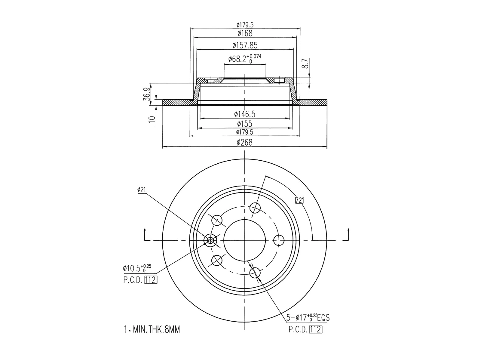 Disque de frein A.Z. Meisterteile AZMT-44-024-1515