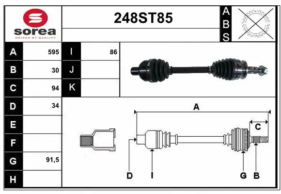 Arbre de transmission STARTCAR 248ST85