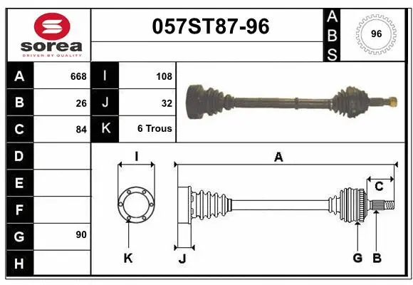 Arbre de transmission STARTCAR 057ST87-96