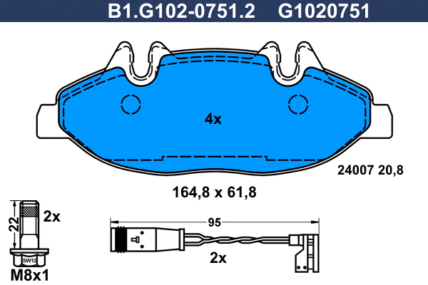 Kit de plaquettes de frein, frein à disque GALFER B1.G102-0751.2