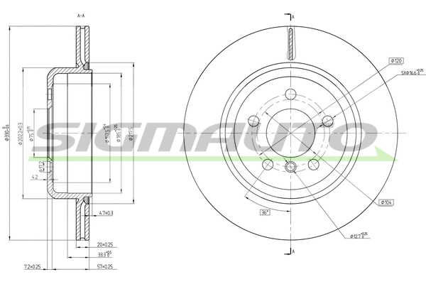 Disque de frein SIGMAUTO DBC504V