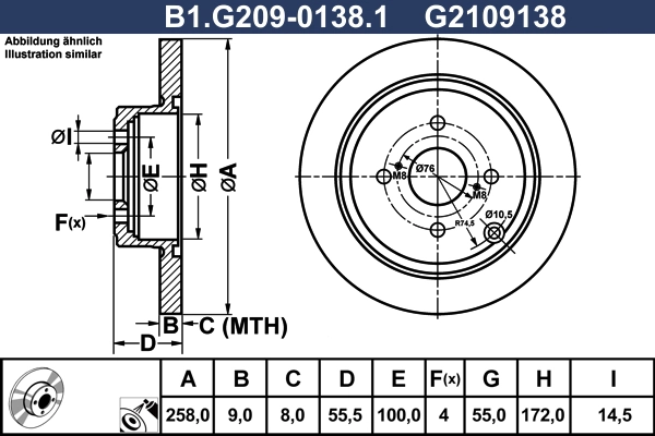 Disque de frein GALFER B1.G209-0138.1