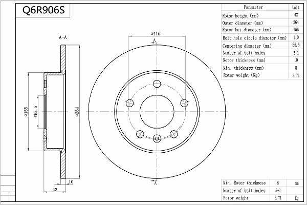 Disque de frein AISIN Q6R906S