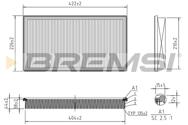Filtre à air BREMSI FA2392