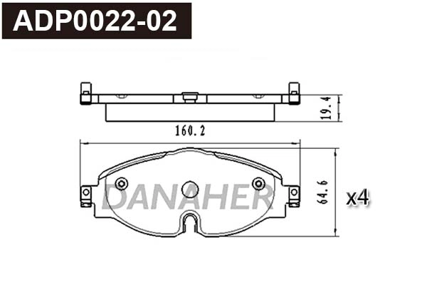 Kit de plaquettes de frein, frein à disque DANAHER ADP0022-02