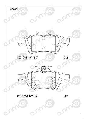 Kit de plaquettes de frein, frein à disque ASIMCO KD6004