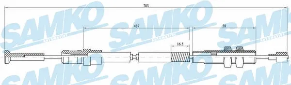 Tirette à câble, commande d'embrayage SAMKO C0038C