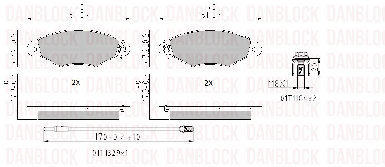 Kit de plaquettes de frein, frein à disque DANBLOCK DB 510351