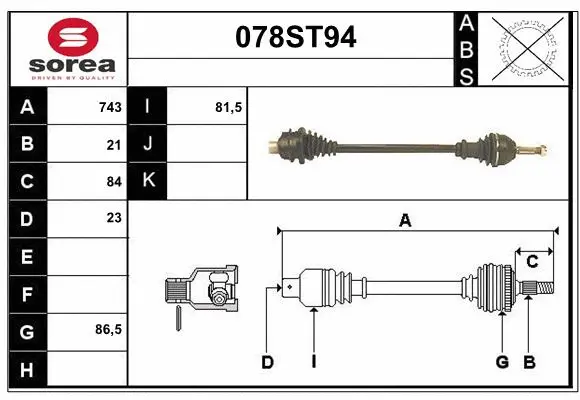Arbre de transmission STARTCAR 078ST94