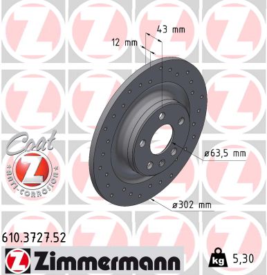 Disque de frein ZIMMERMANN 610.3727.52
