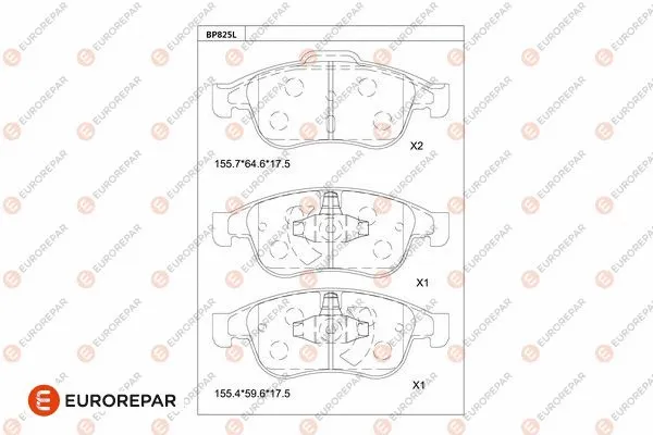 Kit de plaquettes de frein, frein à disque EUROREPAR 1681261680