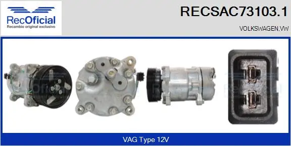 Compresseur, climatisation RECOFICIAL RECSAC73103.1
