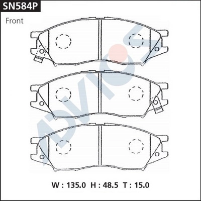 Kit de plaquettes de frein, frein à disque ADVICS SN584P