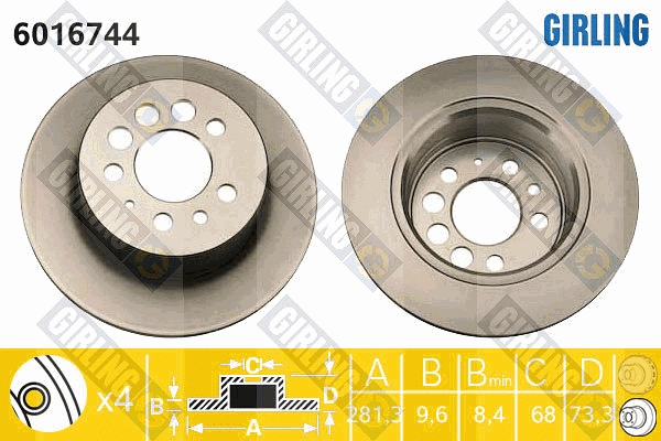 Disque de frein GIRLING 6016744