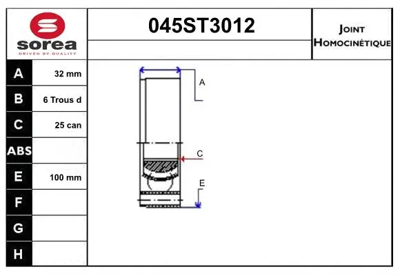 Jeu de joints, arbre de transmission STARTCAR 045ST3012