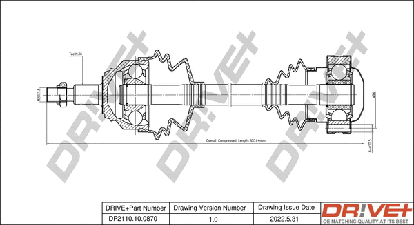 Arbre de transmission Dr!ve+ DP2110.10.0870