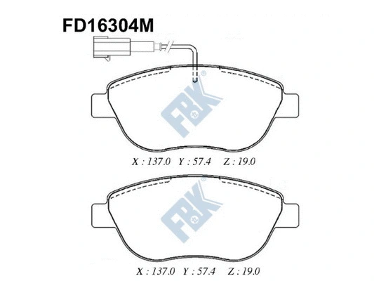 Kit de plaquettes de frein, frein à disque FBK FD16304M