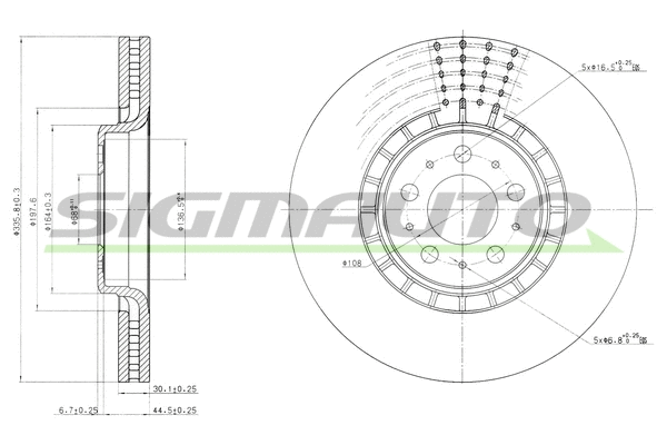 Disque de frein SIGMAUTO DBB371V