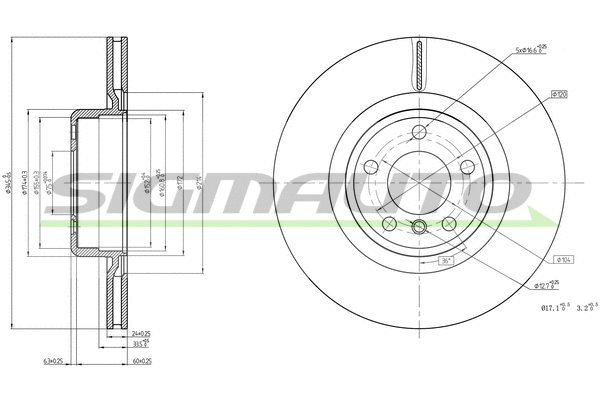 Disque de frein SIGMAUTO DBC623V