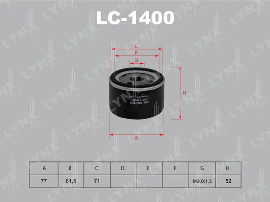 Filtre à huile LYNXAUTO LC-1400