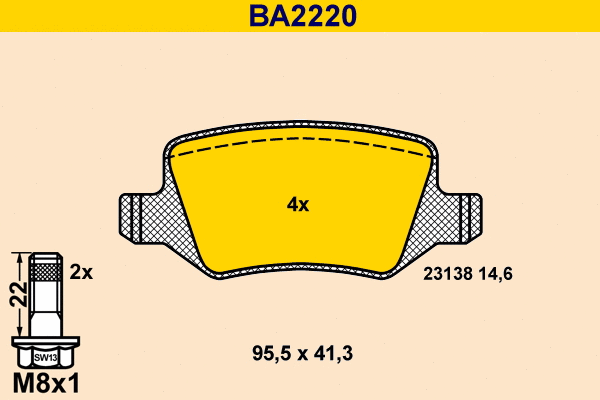 Kit de plaquettes de frein, frein à disque BARUM BA2220