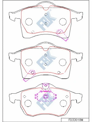 Kit de plaquettes de frein, frein à disque FBK FD33018M