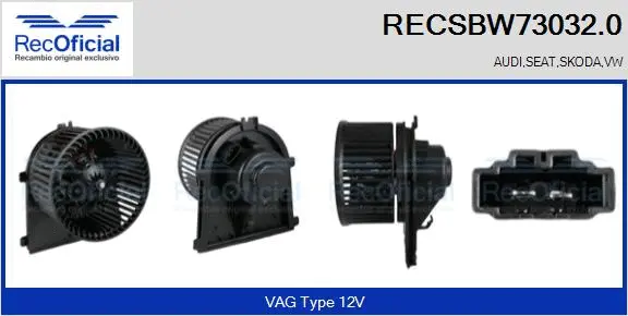 Pulseur d'air habitacle RECOFICIAL RECSBW73032.0