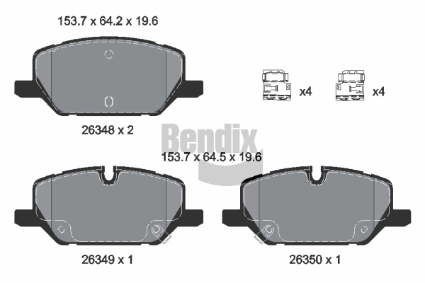 Kit de plaquettes de frein, frein à disque BENDIX Braking BPD2555
