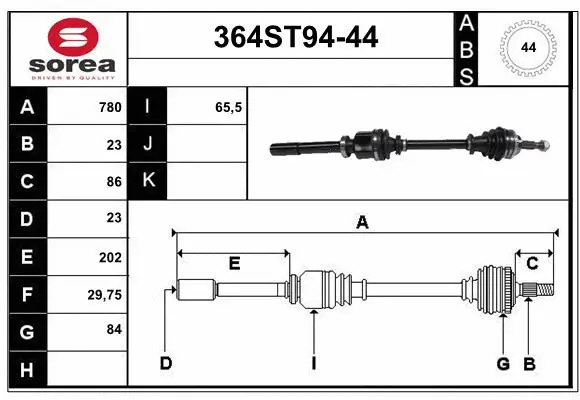 Arbre de transmission STARTCAR 364ST94-44