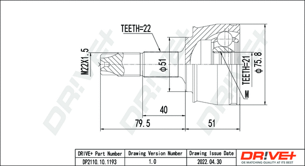Jeu de joints, arbre de transmission Dr!ve+ DP2110.10.1193