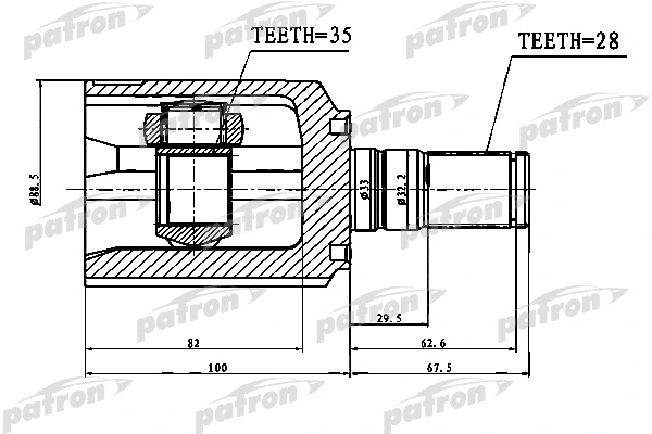 Joint, arbre de commande PATRON PCV1752